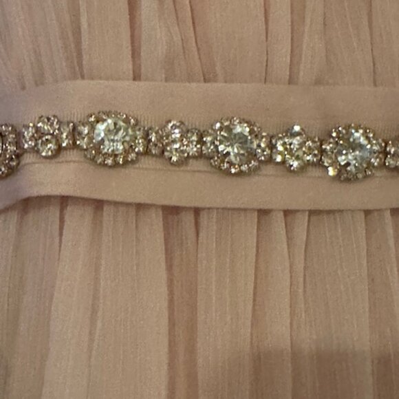 Vera Wang Formal White Collection Bridesmaid Dress Pink Chiffon Jeweled Belt 4 - Picture 7 of 16